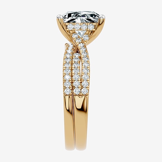 (F-G/ Vs2-Si1) Womens 3 1/2 CT. T.W Lab Grown White Diamond 10K Gold Side Stone Bridal Set