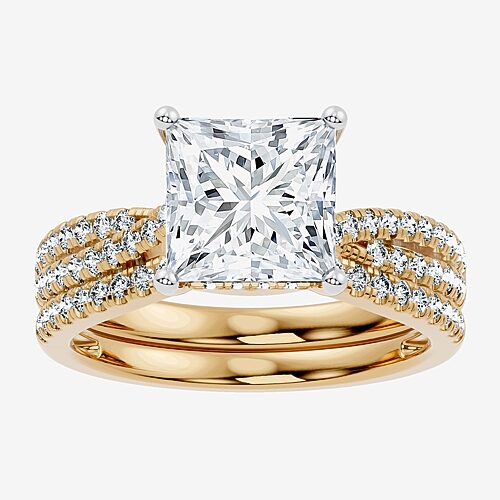 Modern Bride (f-g/ Vs2-si1) Womens 3 1/2 Ct. T.w Lab Grown White Diamond 10k Gold Side Stone Bridal Set In Yellow
