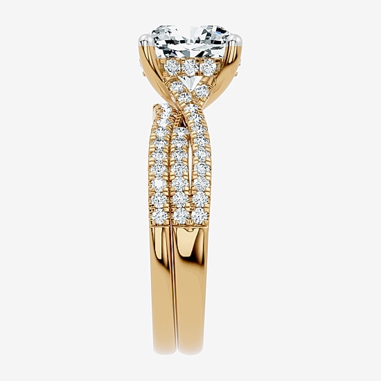 (F-G/ Vs2-Si1) Womens 2 1/2 CT. T.W. Lab Grown White Diamond 10K Gold Cushion Side Stone Bridal Set