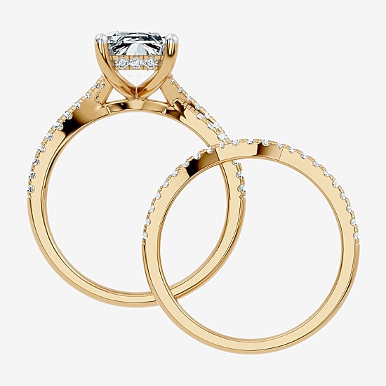 (F-G/ Vs2-Si1) Womens 2 1/2 CT. T.W. Lab Grown White Diamond 10K Gold Side Stone Bridal Set