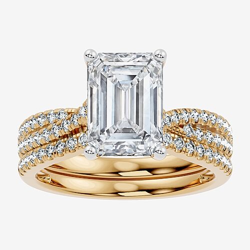 (F-G/ Vs2-Si1) Womens 2 1/2 CT. T.W. Lab Grown White Diamond 10K Gold Side Stone Bridal Set, 5, Yellow