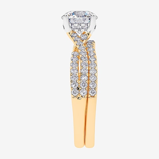 (F-G/ Vs2-Si1) Womens 3 1/2 CT. T.W Lab Grown White Diamond 10K Gold Oval Side Stone Bridal Set