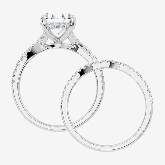 (F-G/ Vs2-Si1) Womens 2 1/2 CT. T.W. Lab Grown White Diamond 10K Gold Round Side Stone Bridal Set