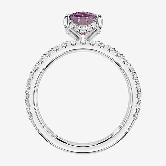 (Vs2 / F) Womens 7/8 CT. T.W. Lab Grown Purple Amethyst 14K Gold Cushion Side Stone Bridal Set