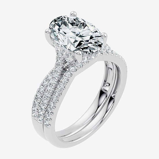 (F-G/ Vs2-Si1) Womens 2 1/2 CT. T.W. Lab Grown White Diamond 10K Gold Round Side Stone Bridal Set
