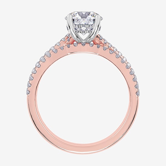 (F-G/ Vs2-Si1) Womens 2 1/2 CT. T.W. Lab Grown White Diamond 10K Gold Oval Side Stone Bridal Set
