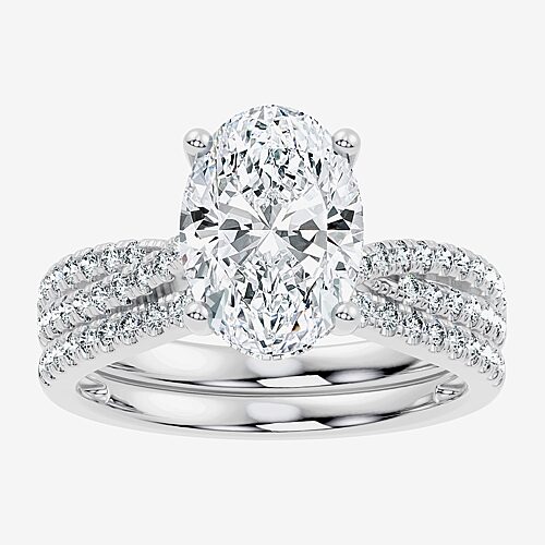 Modern Bride (f-g/ Vs2-si1) Womens 2 1/2 Ct. T.w. Lab Grown White Diamond 10k Gold Round Side Stone Bridal Set