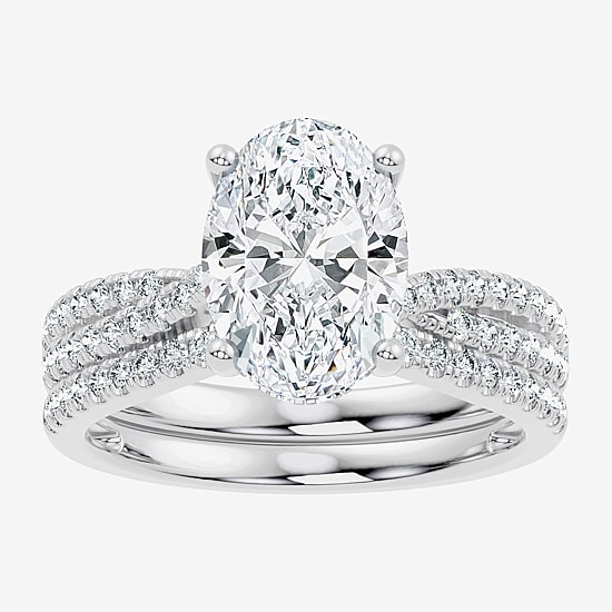 (F-G/ Vs2-Si1) Womens 2 1/2 CT. T.W. Lab Grown White Diamond 10K Gold Round Side Stone Bridal Set