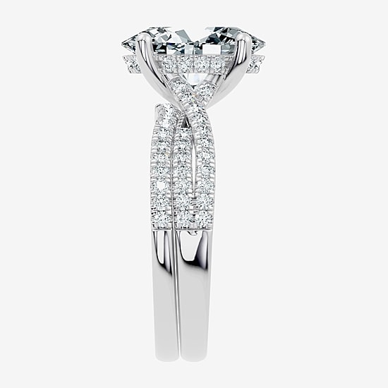 (F-G/ Vs2-Si1) Womens 2 1/2 CT. T.W. Lab Grown White Diamond 10K Gold Round Side Stone Bridal Set
