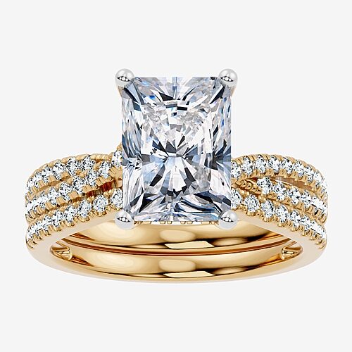 Modern Bride (f-g/ Vs2-si1) Womens 2 1/2 Ct. T.w. Lab Grown White Diamond 10k Gold Rectangular Side Stone Bridal  In Yellow