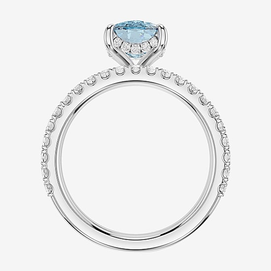(Vs2 / F) Womens 7/8 CT. T.W. Lab Grown Blue Topaz 14K Gold Cushion Side Stone Bridal Set