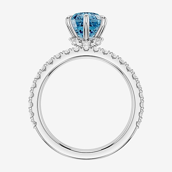 (Vs2 / F) Womens 7/8 CT. T.W. Lab Grown Blue Topaz 14K Gold Oval Side Stone Bridal Set