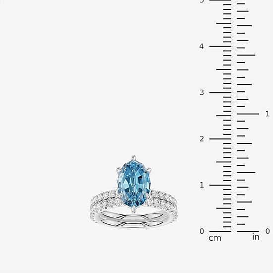 (Vs2 / F) Womens 7/8 CT. T.W. Lab Grown Blue Topaz 14K Gold Oval Side Stone Bridal Set