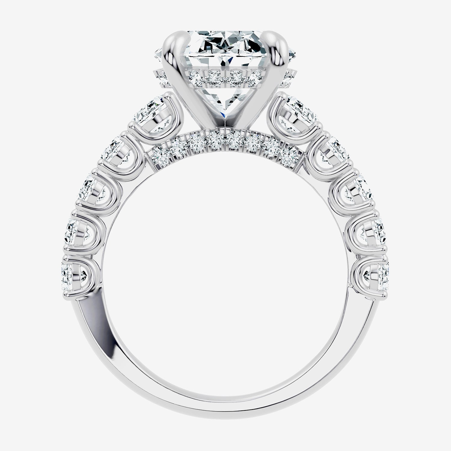 Signature By Modern Bride (F- / Vs2-Si1) Womens / CT. T.W. Lab Grown White Diamond 14K Gold Oval Side Stone Engagement Ring