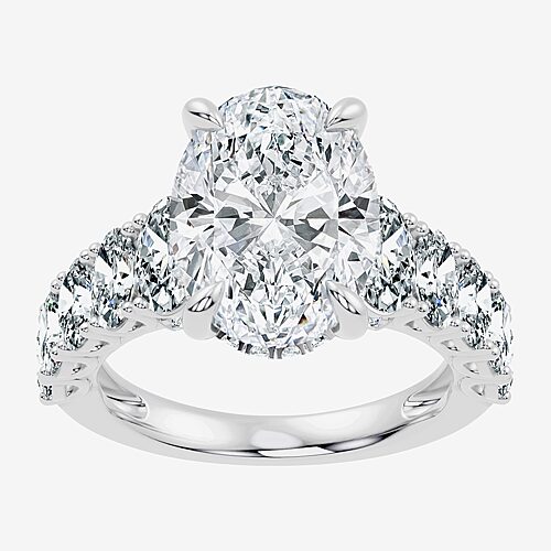 Signature By Modern Bride (F / Vs2-Si1) Womens 8 1/4 Ct. T.W. Lab Grown White Diamond 14K Gold Oval Side Stone Engagement Ring, 7, White
