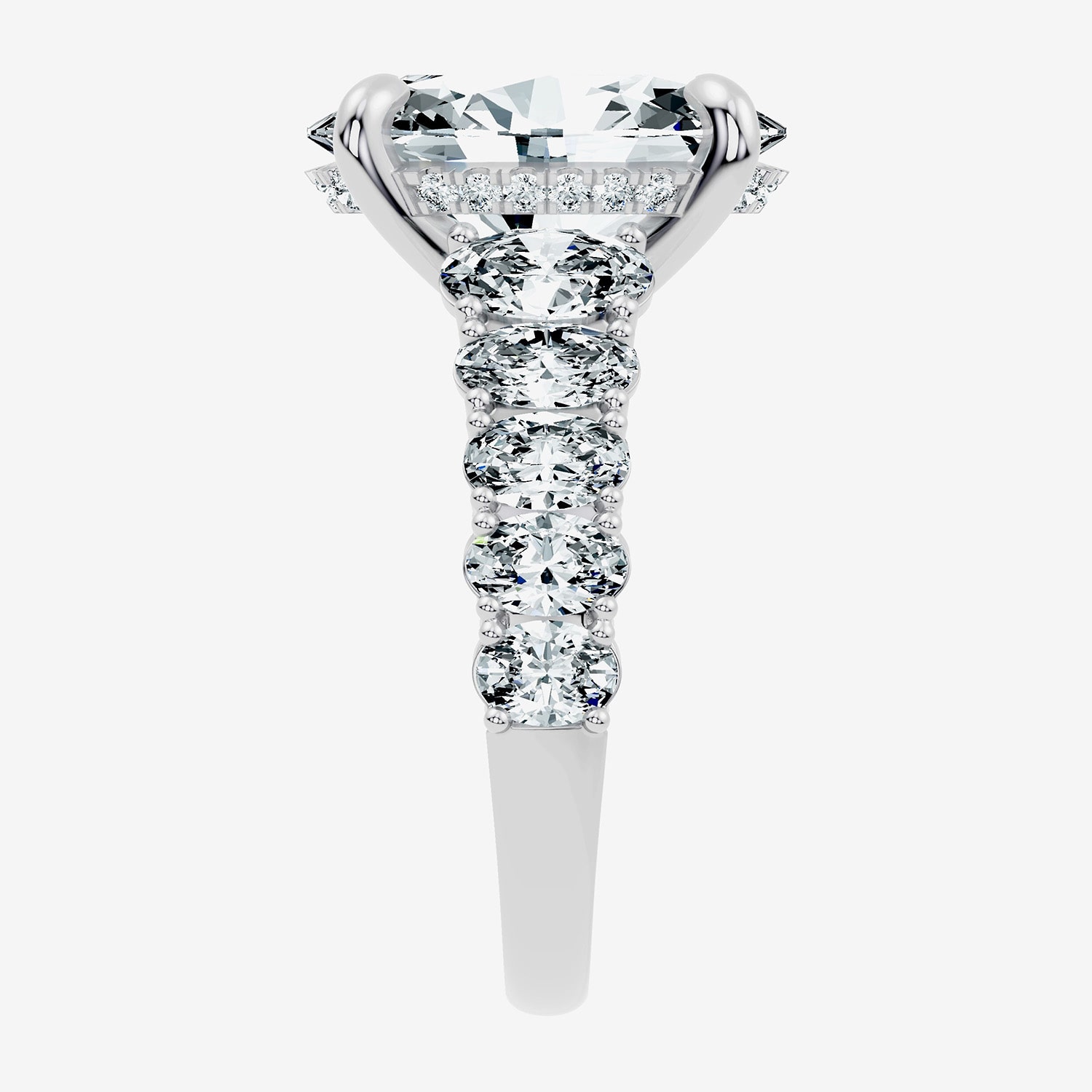 Signature By Modern Bride (F- / Vs2-Si1) Womens / CT. T.W. Lab Grown White Diamond 14K Gold Oval Side Stone Engagement Ring