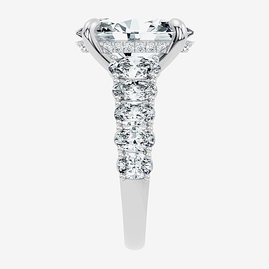 Signature By Modern Bride (F / Vs2-Si1) Womens 8 1/4 Ct. T.W. Lab Grown White Diamond 14K Gold Oval Side Stone Engagement Ring