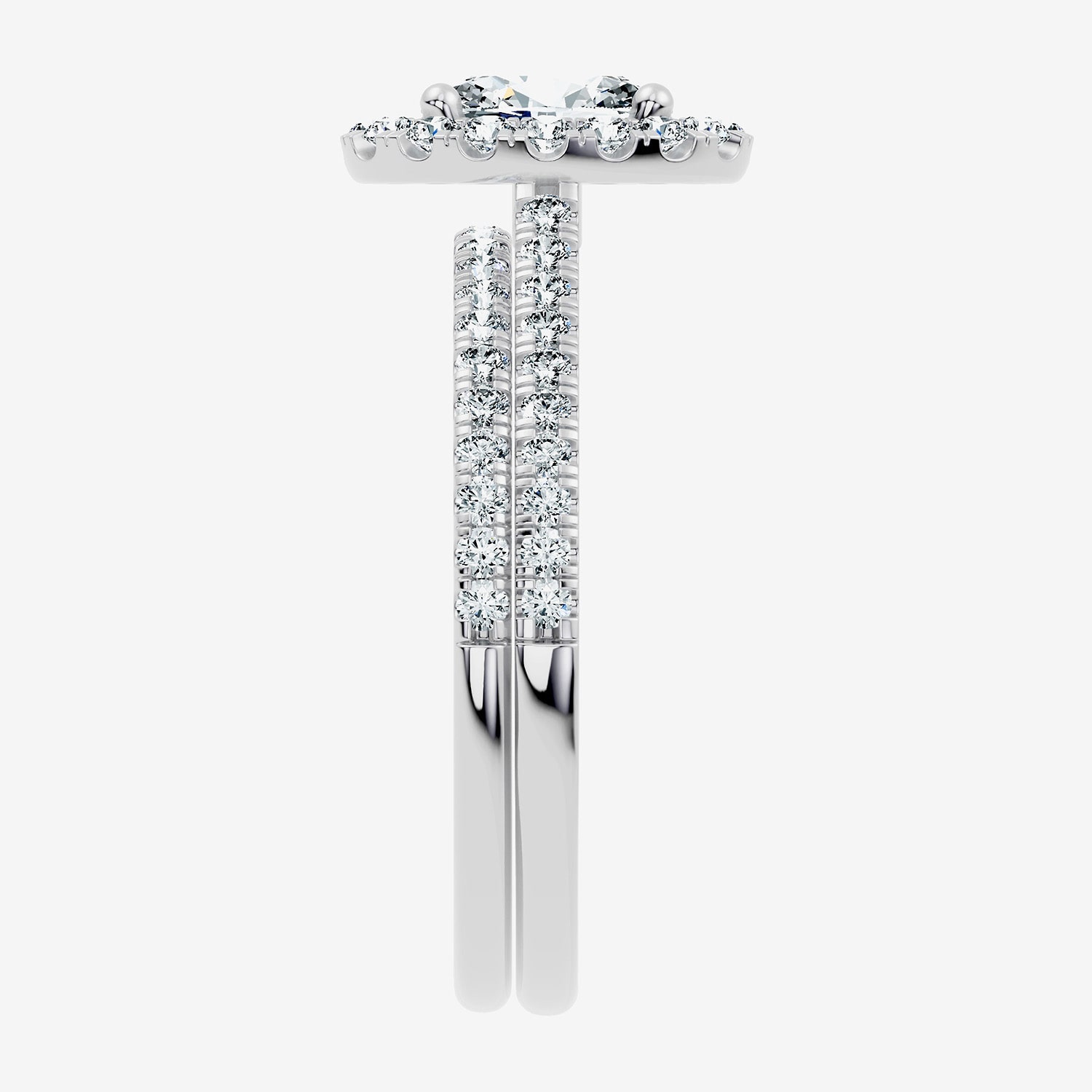 (F / Vs2-Si1) Womens 1 CT. T.W. Lab Grown White Diamond Sterling Silver Side Stone Halo Bridal Set