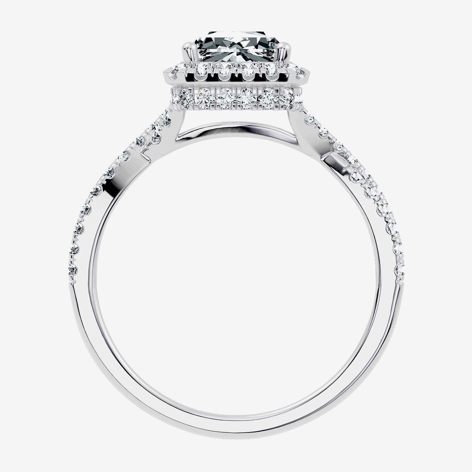 (G / Vs2-Si1) Womens 2 CT. T.W. Lab Grown White Diamond 10K Gold Rectangular Side Stone Halo Engagement Ring