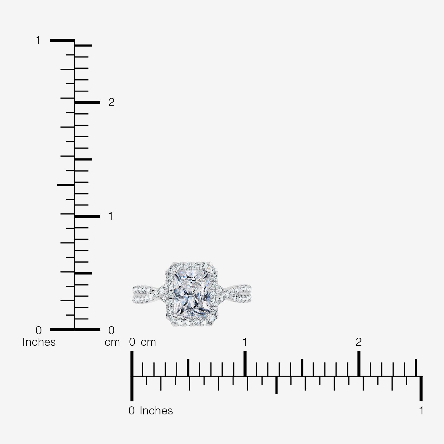 (G / Vs2-Si1) Womens 2 CT. T.W. Lab Grown White Diamond 10K Gold Rectangular Side Stone Halo Engagement Ring