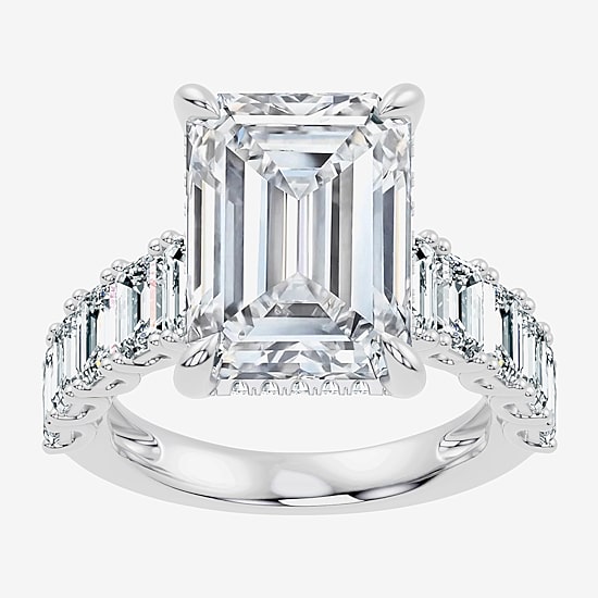 Signature By Modern Bride (F / Vs2-Si1) Womens 12 1/4 Ct. T.W. Lab Grown White Diamond 14K Gold Side Stone Engagement Ring