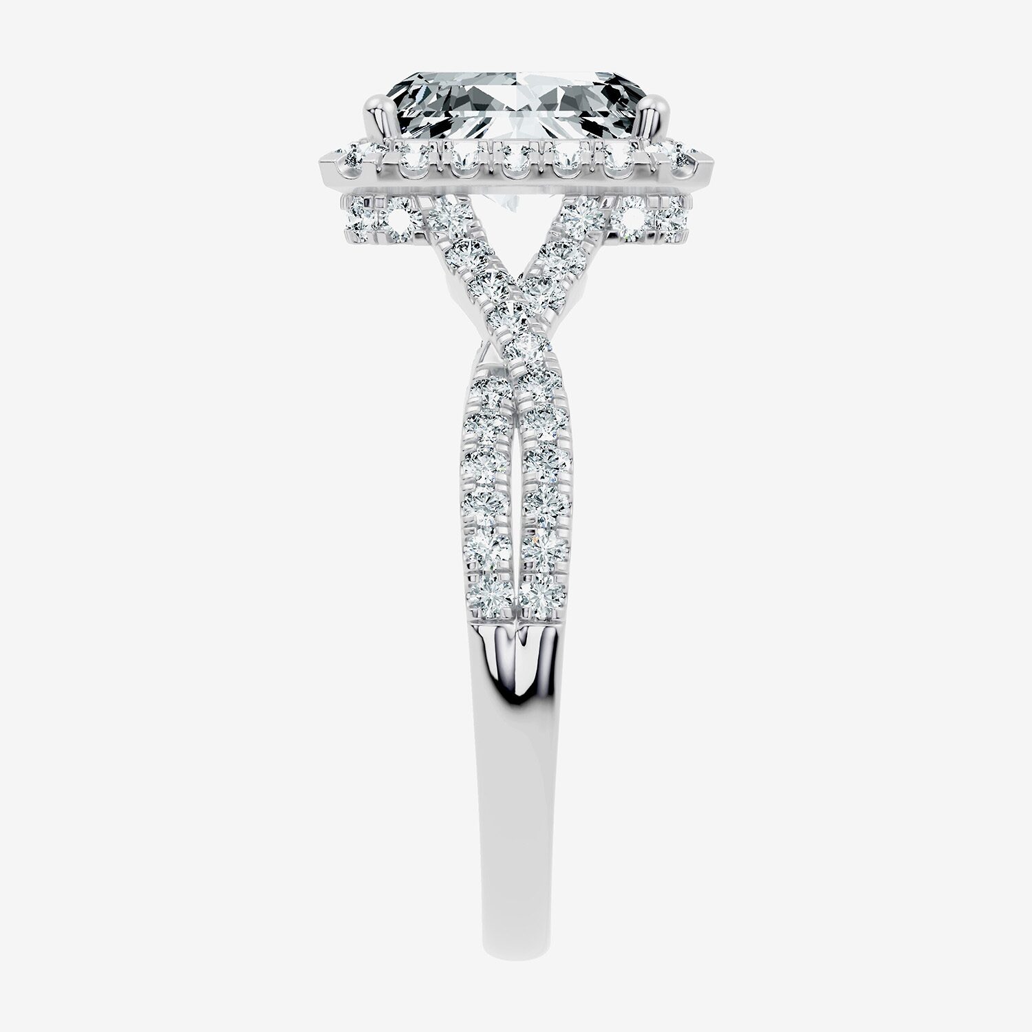 (G / Vs2-Si1) Womens 2 CT. T.W. Lab Grown White Diamond 10K Gold Rectangular Side Stone Halo Engagement Ring