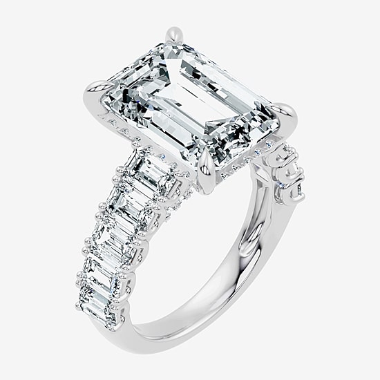 Signature By Modern Bride (F / Vs2-Si1) Womens 12 1/4 Ct. T.W. Lab Grown White Diamond 14K Gold Side Stone Engagement Ring