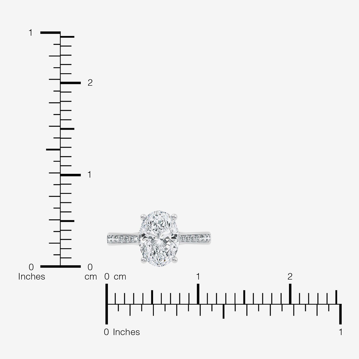 (G / Vs2-Si1) Womens 3 1/3 Ct. T.W. Lab Grown White Diamond 10K Gold Oval Side Stone Engagement Ring