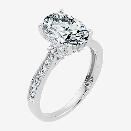 (G / Vs2-Si1) Womens 3 1/3 Ct. T.W. Lab Grown White Diamond 10K Gold Oval Side Stone Engagement Ring