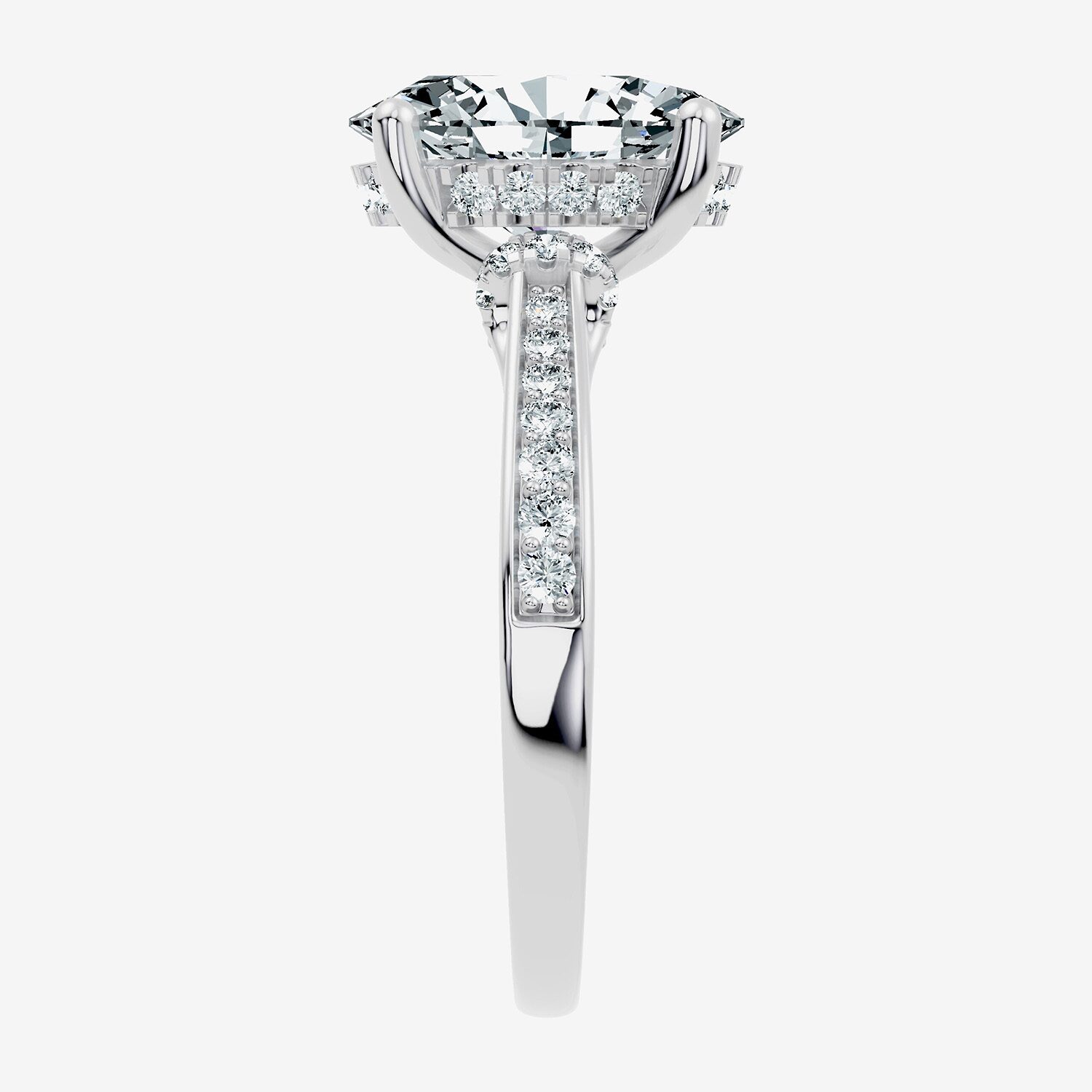 (G / Vs2-Si1) Womens 3 1/3 Ct. T.W. Lab Grown White Diamond 10K Gold Oval Side Stone Engagement Ring
