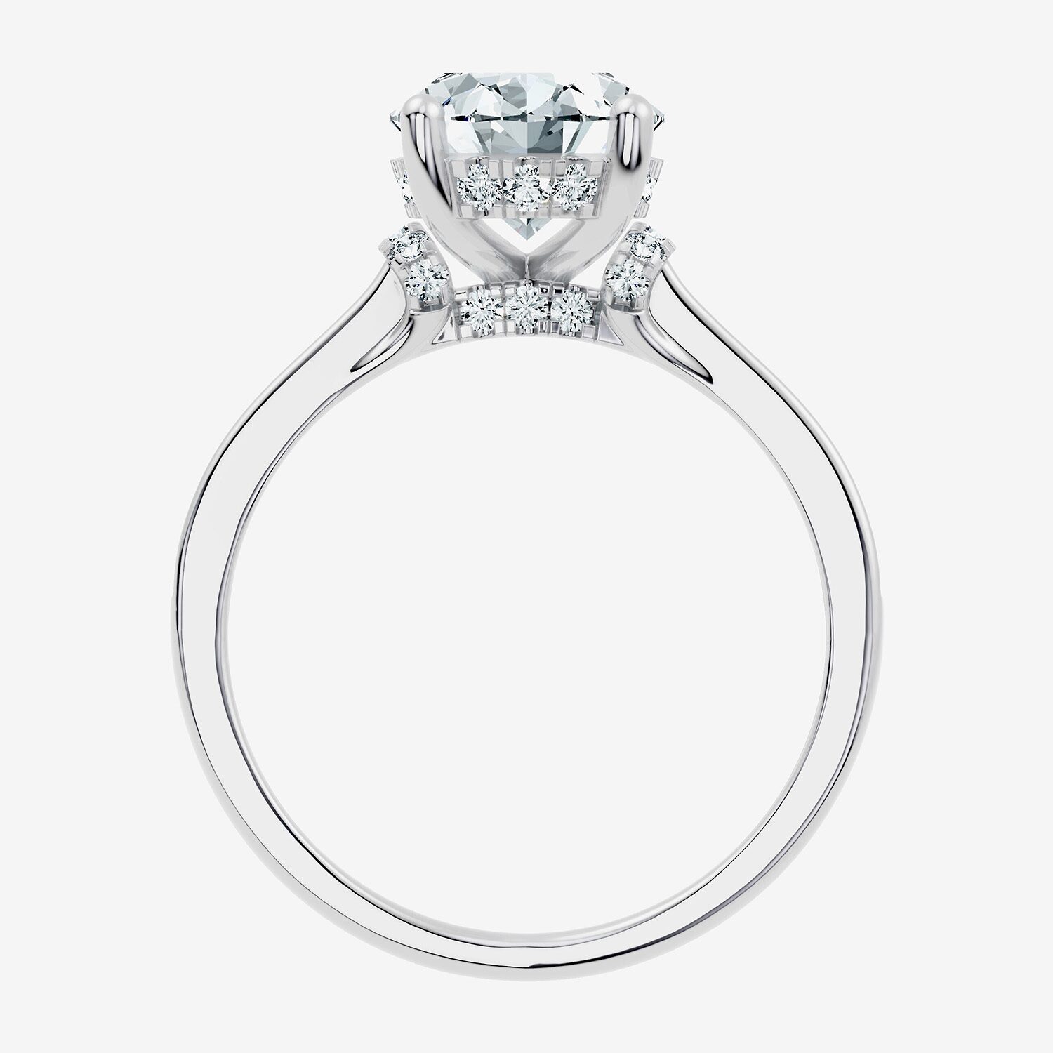 (G / Vs2-Si1) Womens 3 1/3 Ct. T.W. Lab Grown White Diamond 10K Gold Oval Side Stone Engagement Ring