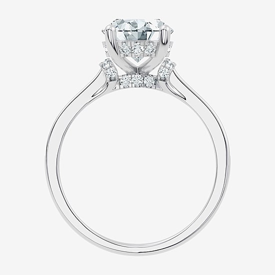 (G / Vs2-Si1) Womens 3 1/3 Ct. T.W. Lab Grown White Diamond 10K Gold Oval Side Stone Engagement Ring