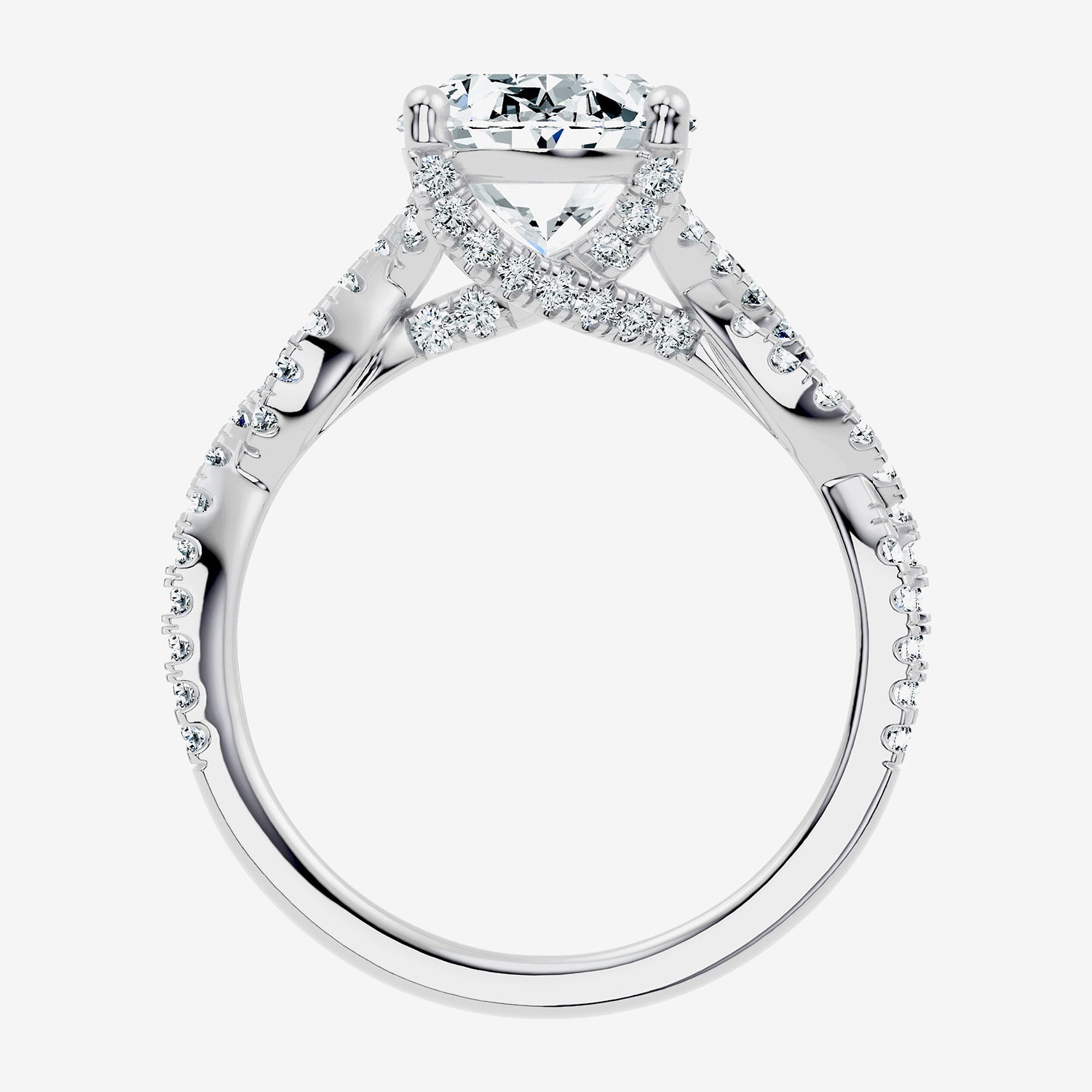 (F / Vs2-Si1) Womens 3 1/2 CT. T.W Lab Grown White Diamond 10K Gold Oval Side Stone Engagement Ring