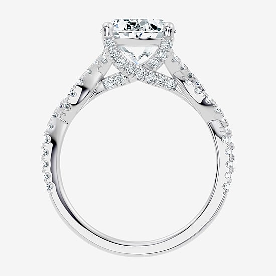 (F / Vs2-Si1) Womens 3 1/2 CT. T.W Lab Grown White Diamond 10K Gold Oval Side Stone Engagement Ring