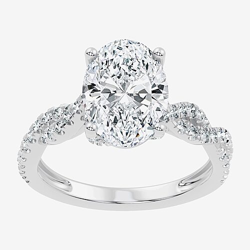 Modern Bride (f / Vs2-si1) Womens 3 1/2 Ct. T.w Lab Grown White Diamond 10k Gold Oval Side Stone Engagement Ring