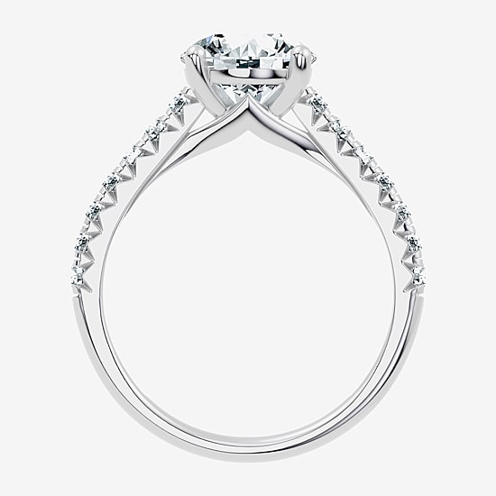 (G / Vs2-Si1) Womens 2 1/3 CT. T.W. Lab Grown White Diamond Sterling Silver Round Side Stone Engagement Ring