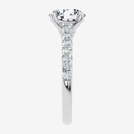 (G / Vs2-Si1) Womens 2 1/3 CT. T.W. Lab Grown White Diamond Sterling Silver Round Side Stone Engagement Ring