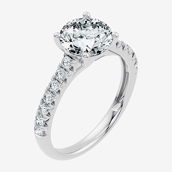 (G / Vs2-Si1) Womens 2 1/3 CT. T.W. Lab Grown White Diamond Sterling Silver Round Side Stone Engagement Ring