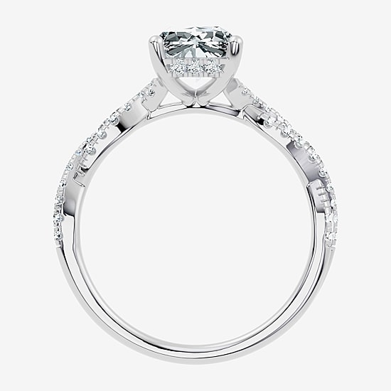 (G / Vs2-Si1) Womens 2 1/3 CT. T.W. Lab Grown White Diamond Sterling Silver Rectangular Side Stone Engagement Ring