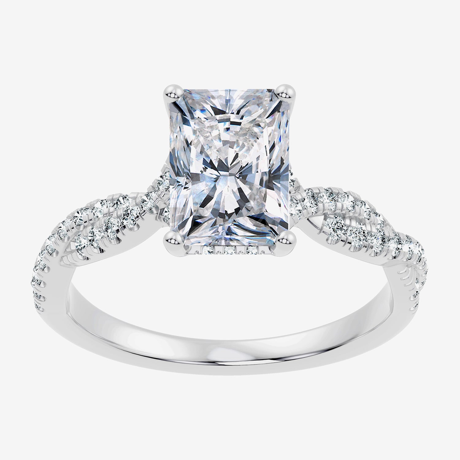 (G / Vs2-Si1) Womens 2 1/3 CT. T.W. Lab Grown White Diamond Sterling Silver Rectangular Side Stone Engagement Ring