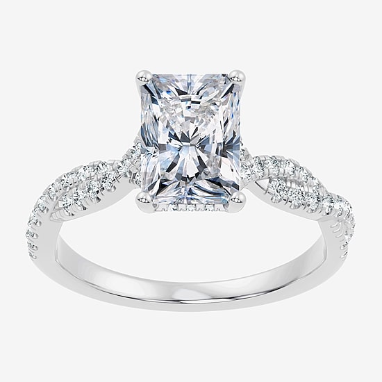 (G / Vs2-Si1) Womens 2 1/3 CT. T.W. Lab Grown White Diamond Sterling Silver Rectangular Side Stone Engagement Ring
