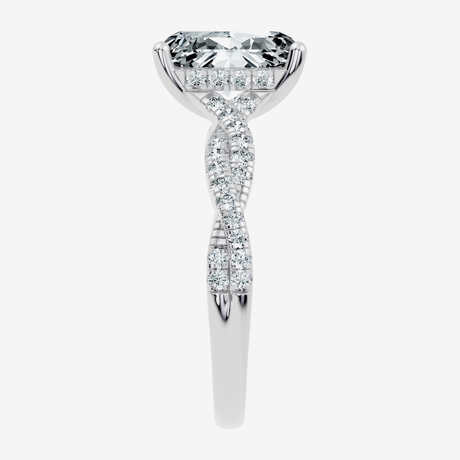 (G / Vs2-Si1) Womens 2 1/3 CT. T.W. Lab Grown White Diamond Sterling Silver Rectangular Side Stone Engagement Ring