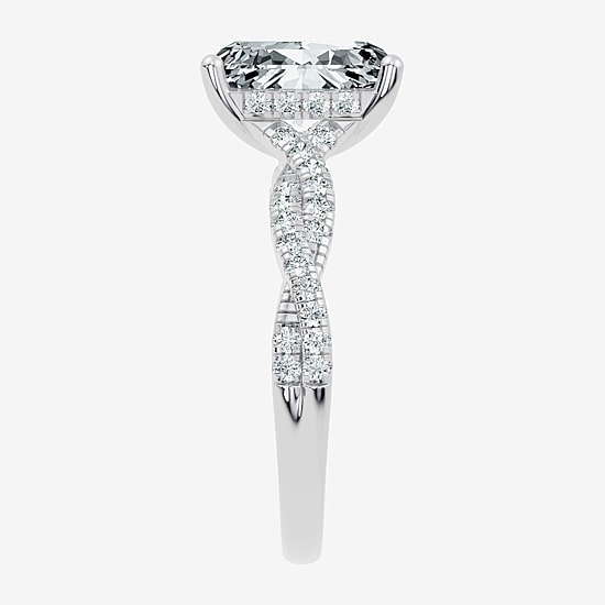 (G / Vs2-Si1) Womens 2 1/3 CT. T.W. Lab Grown White Diamond Sterling Silver Rectangular Side Stone Engagement Ring