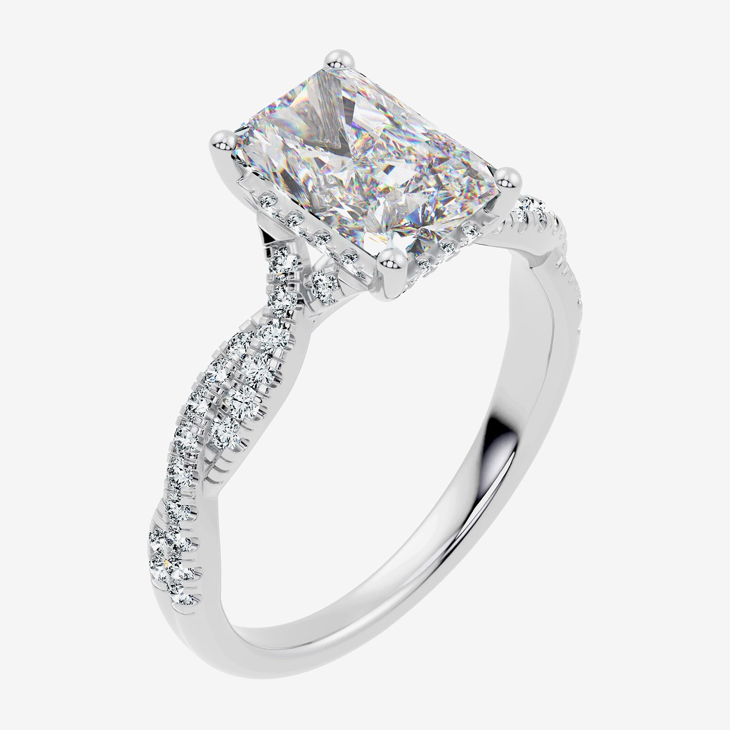 (G / Vs2-Si1) Womens 2 1/3 CT. T.W. Lab Grown White Diamond Sterling Silver Rectangular Side Stone Engagement Ring
