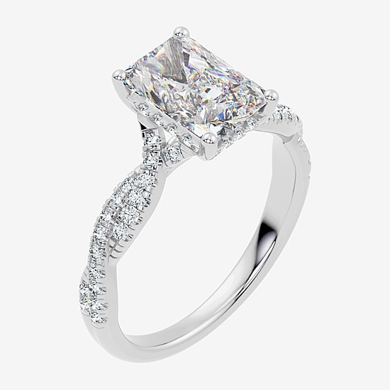 (G / Vs2-Si1) Womens 2 1/3 CT. T.W. Lab Grown White Diamond Sterling Silver Rectangular Side Stone Engagement Ring