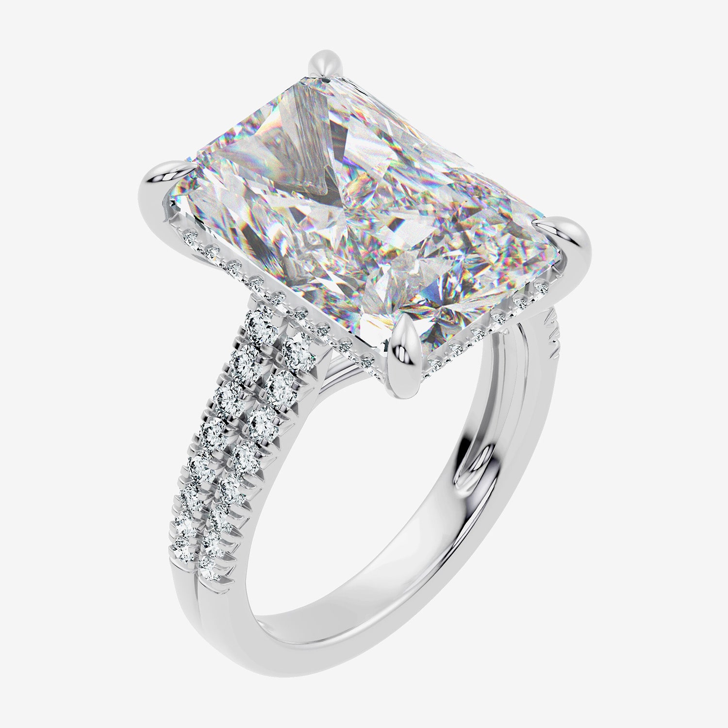 Signature By Modern Bride (G / Vs2-Si1) Womens 10 1/2 Ct. T.W. Lab Grown White Diamond 14K Gold Rectangular Side Stone Engagement Ring