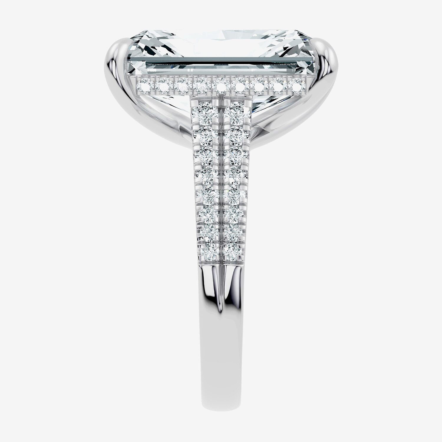 Signature By Modern Bride (G / Vs2-Si1) Womens 10 1/2 Ct. T.W. Lab Grown White Diamond 14K Gold Rectangular Side Stone Engagement Ring