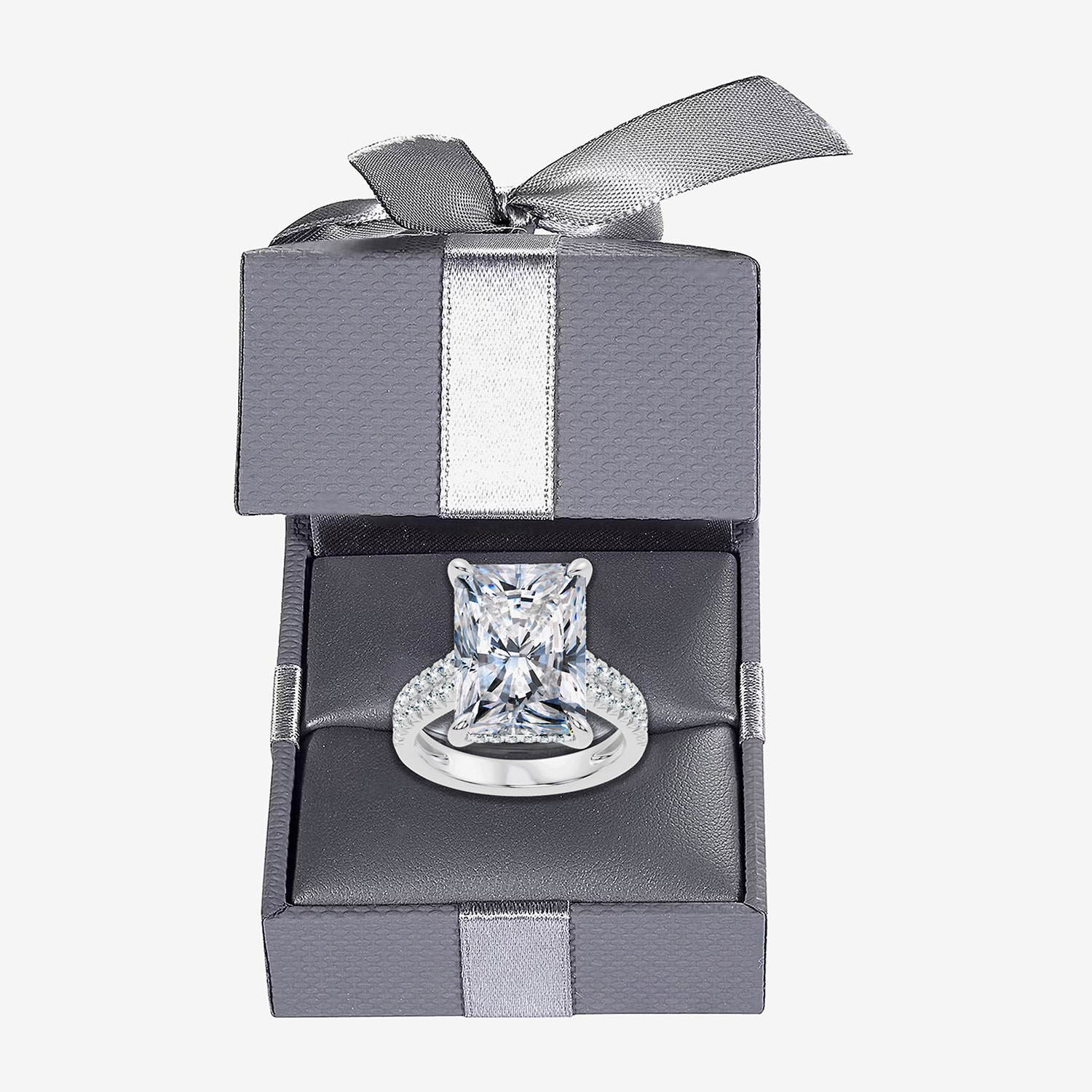 Signature By Modern Bride (G / Vs2-Si1) Womens 10 1/2 Ct. T.W. Lab Grown White Diamond 14K Gold Rectangular Side Stone Engagement Ring