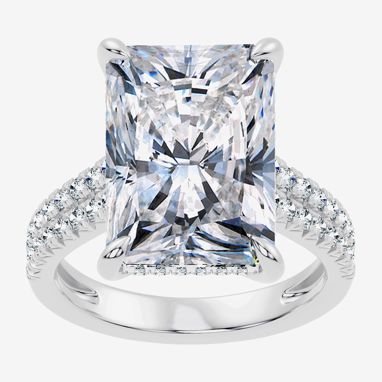 Signature By Modern Bride (G / Vs2-Si1) Womens 10 1/2 Ct. T.W. Lab Grown White Diamond 14K Gold Rectangular Side Stone Engagement Ring