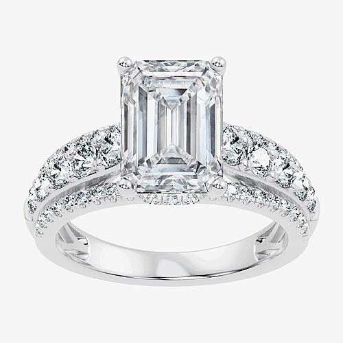 Signature By Modern Bride (G / Vs2-Si1) Womens 5 CT. T.W. Lab Grown White Diamond 10K Gold Side Stone Engagement Ring, 9, White